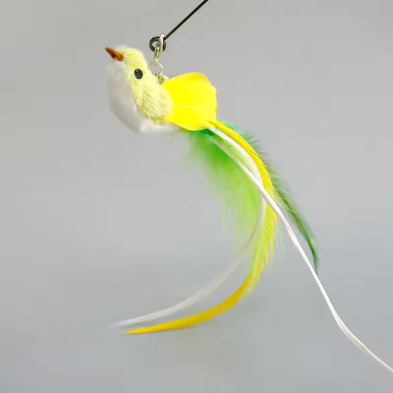 Hands-Free Cat Feather Wand Toy Suction Cup Interactive Hunting Toy with Bell