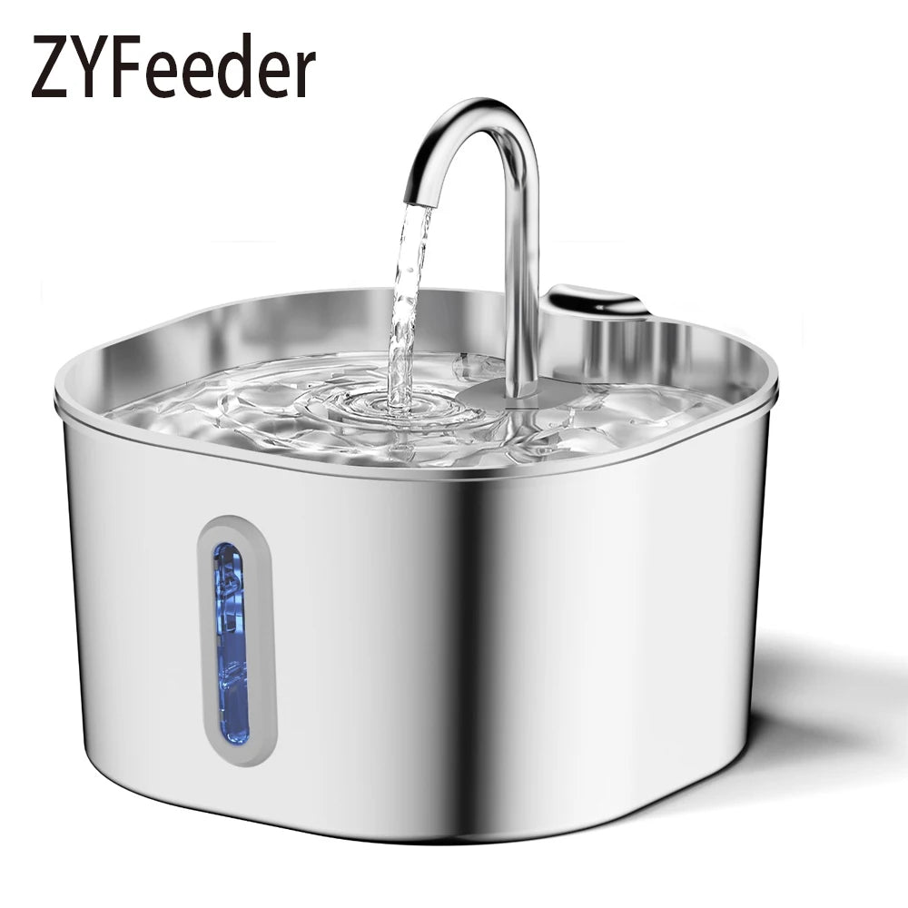 “Automatic Pet Water Fountain — 2.2L Stainless Steel Silent Filtered Dispenser for Cats & Dogs”