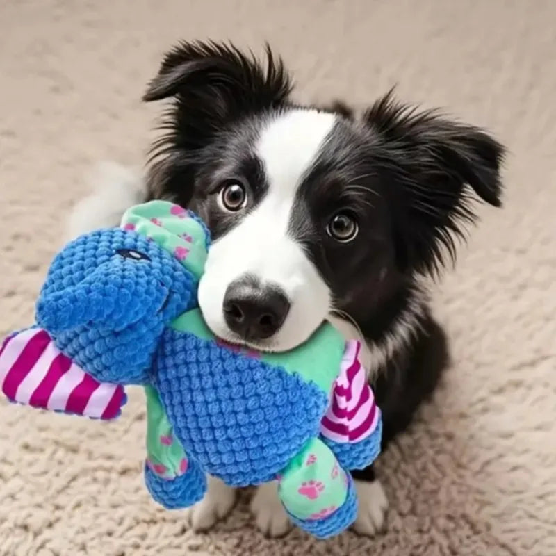Cute Animal Squeaky Dog Chew Toy Bite Resistant Interactive Plush Toy for Puppies