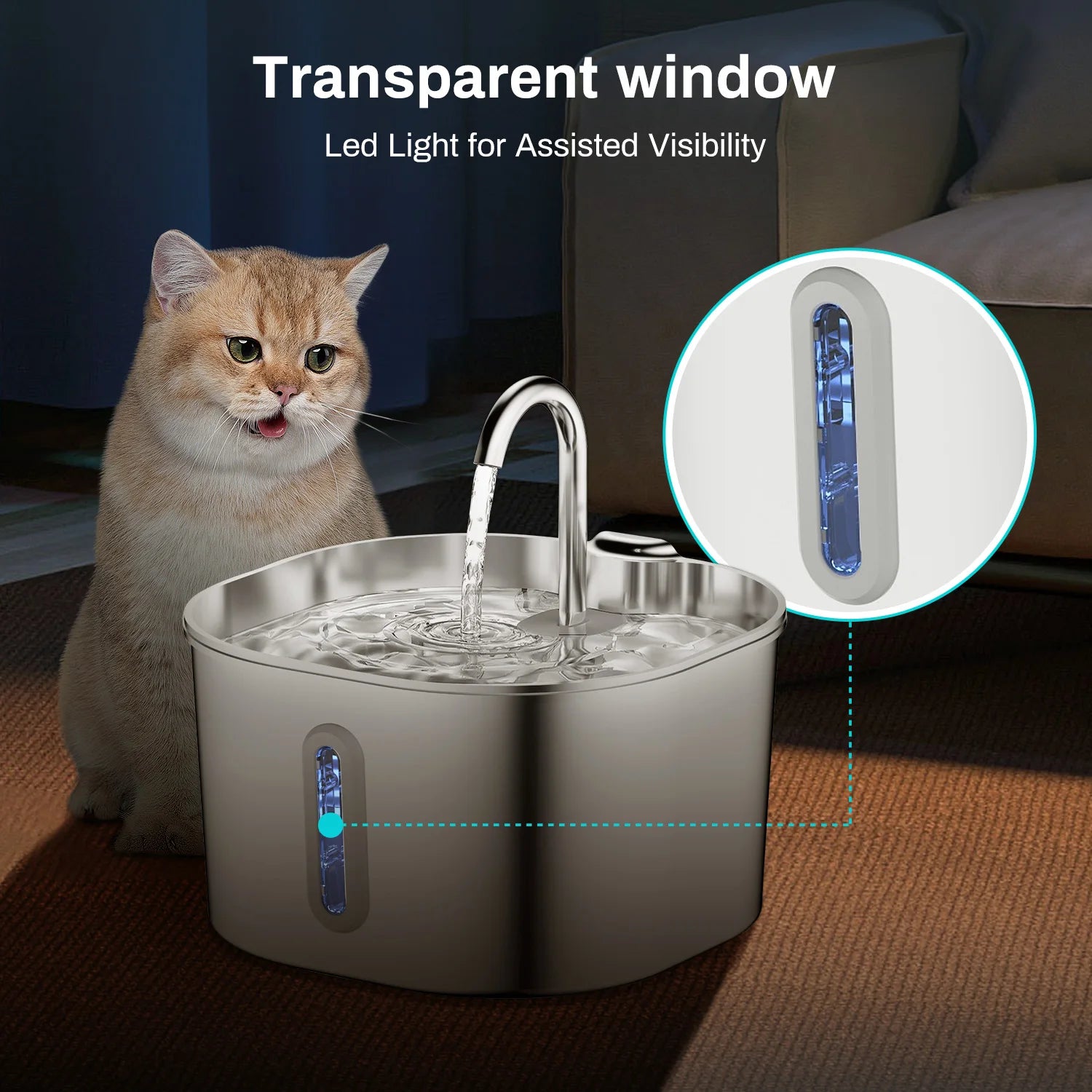 “Automatic Pet Water Fountain — 2.2L Stainless Steel Silent Filtered Dispenser for Cats & Dogs”