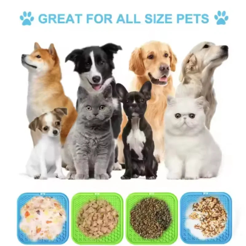 Silicone Pet Lick Mat Slow Feeder & Bath Distraction Suction Pad for Dogs & Cats