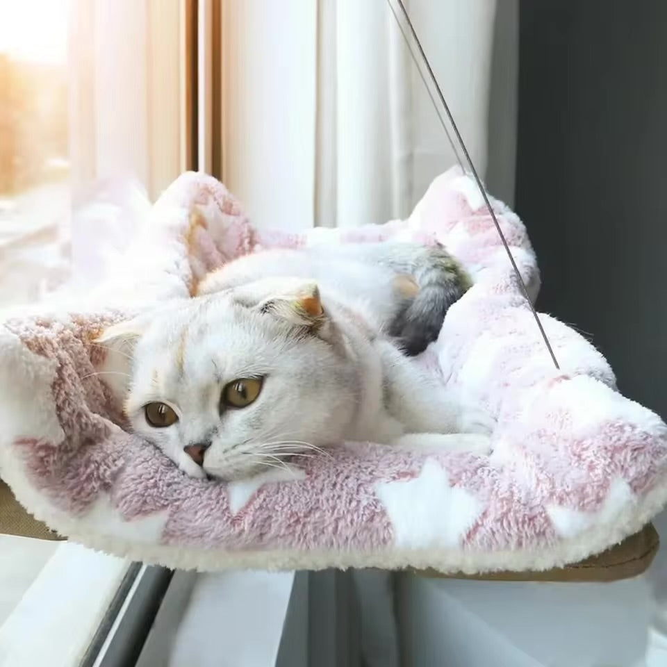 Hanging Cat Hammock Bed Aerial Window Seat Nest & Climbing Frame for Cats