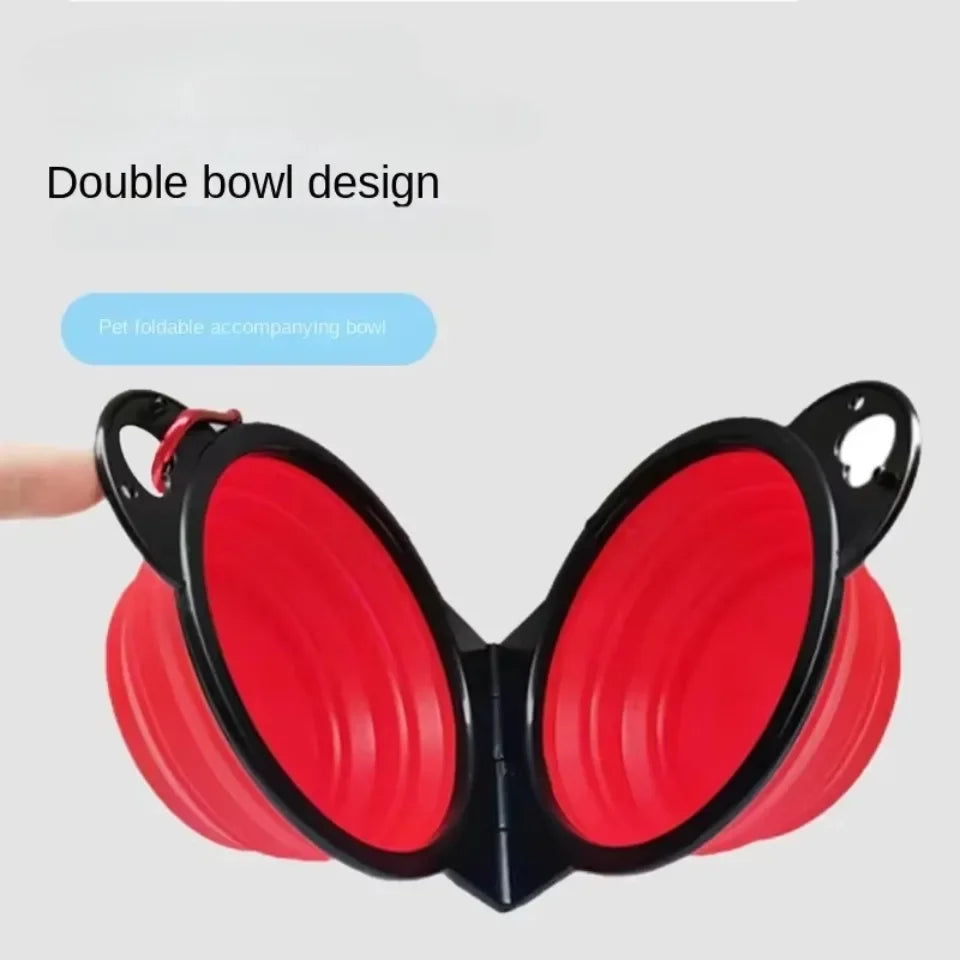 2-in-1 Foldable Pet Travel Bowl Portable Dual Food & Water Bowl for Dogs & Cats