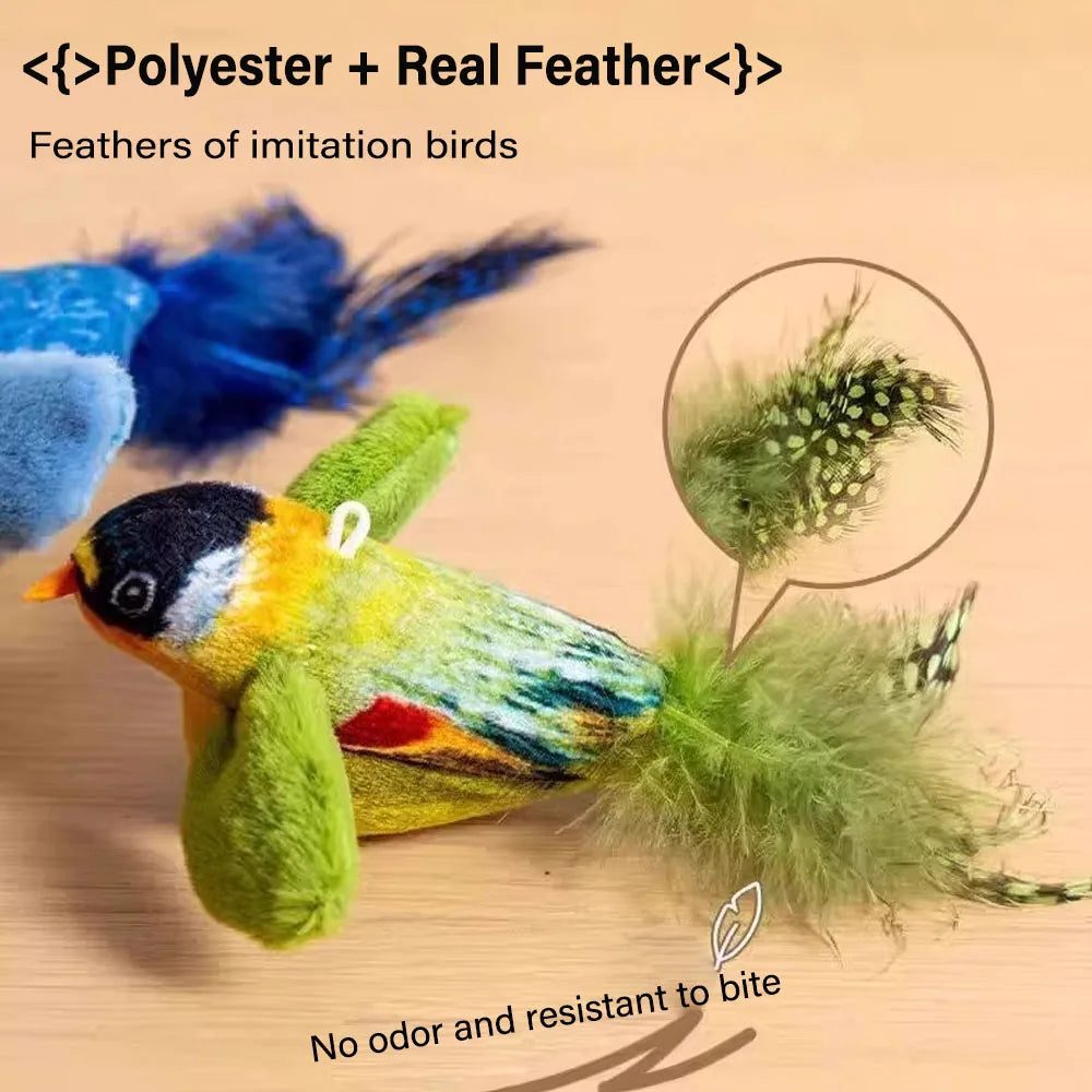Realistic Bird Sound Cat Toy Interactive Catnip Plush Bird Toy for Cats & Kittens