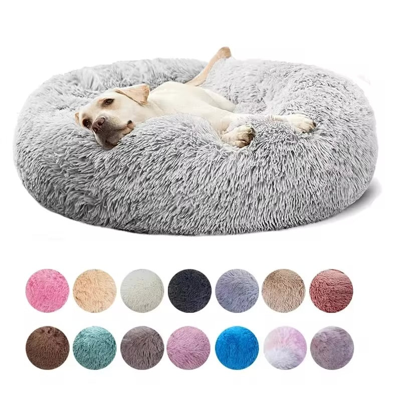 Calming Donut Pet Bed Ultra Soft Plush Washable Bed for Cats & Dogs