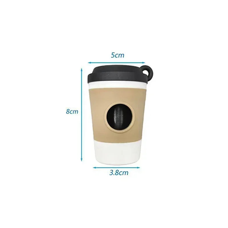 Portable Dog Poop Bag Dispenser Creative Coffee Cup Design Outdoor Waste Storage