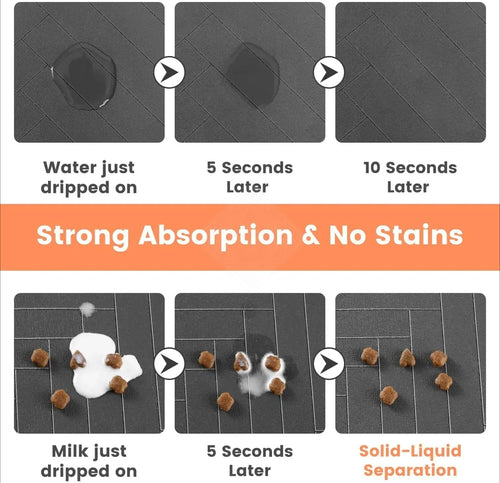 Absorbent Pet Feeding Mat Waterproof Quick Dry Placemat for Dog & Cat Food Bowls