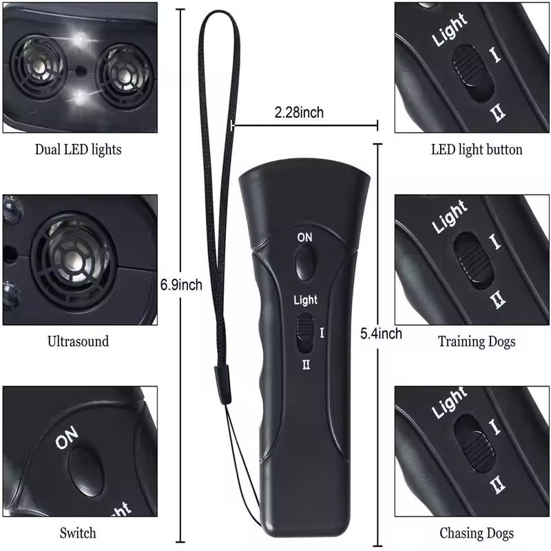 LED Ultrasonic Dog Repeller & Anti Barking Device Laser Training Tool for Dogs