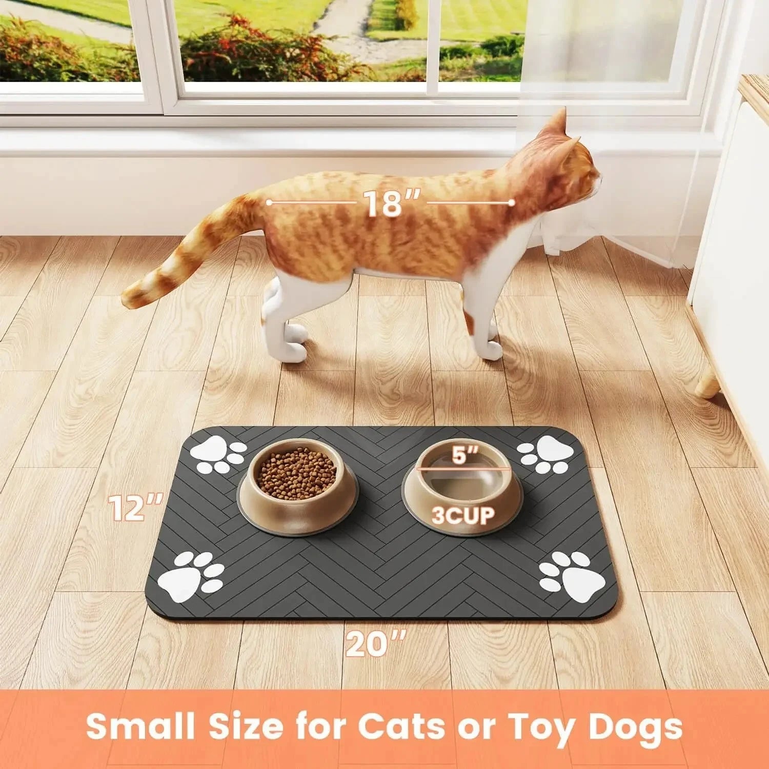 Absorbent Pet Feeding Mat Waterproof Quick Dry Placemat for Dog & Cat Food Bowls