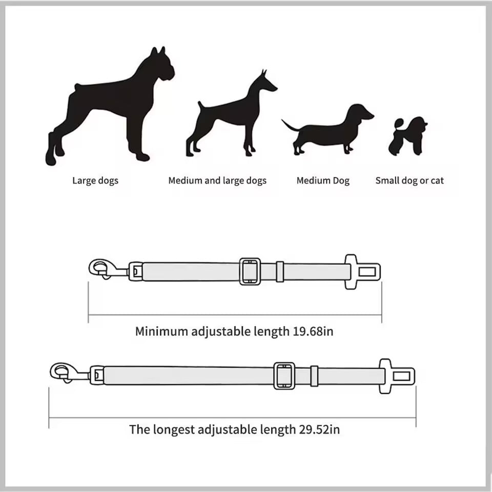 Adjustable Pet Car Safety Belt Universal Harness Seat Belt Clip for Dogs & Cats
