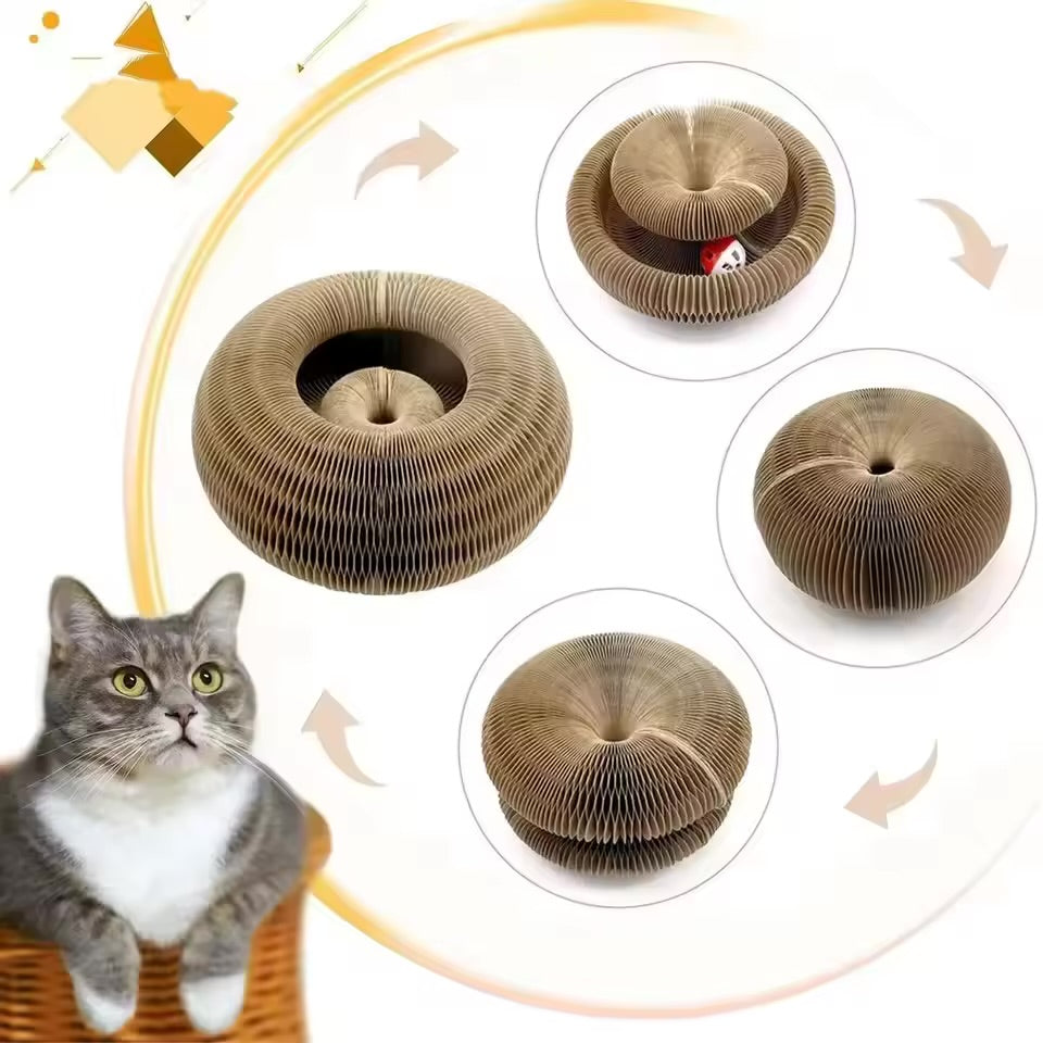 Magic Round Cat Scratching Board with Ball Toy Corrugated Claw Grinding Climbing Frame for Cats