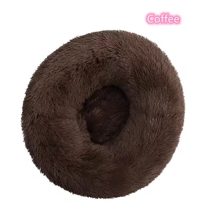 Calming Donut Pet Bed Ultra Soft Plush Washable Bed for Cats & Dogs