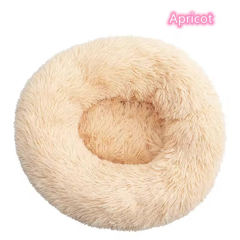 Calming Donut Pet Bed Ultra Soft Plush Washable Bed for Cats & Dogs