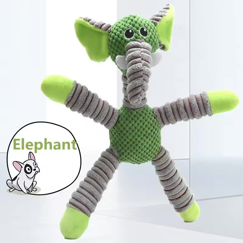Indestructible Large Dog Squeaky Plush Toy Animal Shape Dental Chew & Molar Training Toy