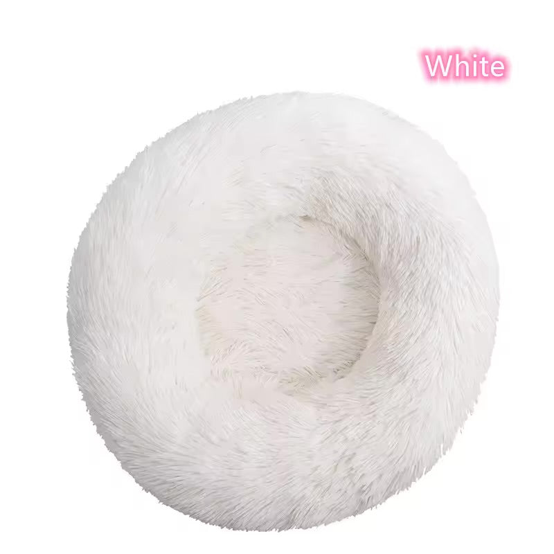 Calming Donut Pet Bed Ultra Soft Plush Washable Bed for Cats & Dogs