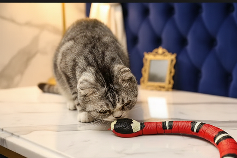 Smart Sensing Electronic Snake Cat Toy USB Rechargeable Automatic Interactive Teaser for Cats