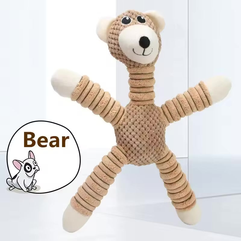 Indestructible Large Dog Squeaky Plush Toy Animal Shape Dental Chew & Molar Training Toy