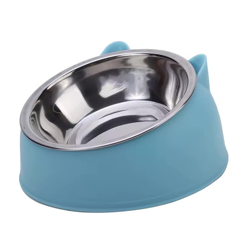 Stainless Steel Inclined Pet Bowl Tilted Feeding Bowl Set for Cats & Dogs