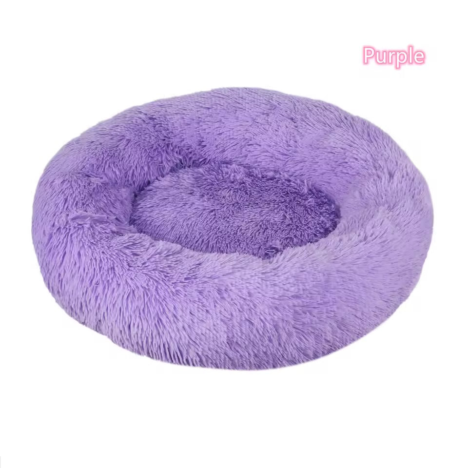 Calming Donut Pet Bed Ultra Soft Plush Washable Bed for Cats & Dogs