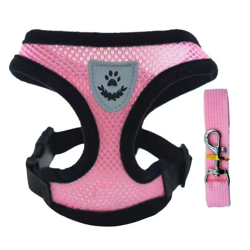 Breathable Summer Pet Harness & Leash Set Lightweight Chest Strap for Small Dogs & Cats