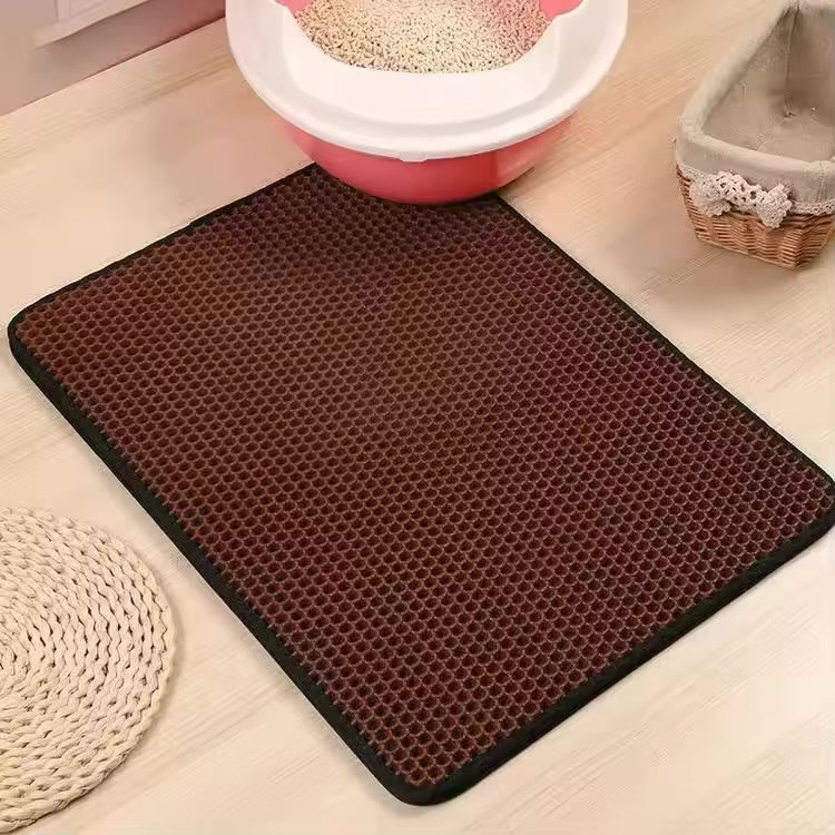 Double Layer Cat Litter Mat Waterproof Non-Slip Trapping Mat for Litter Box