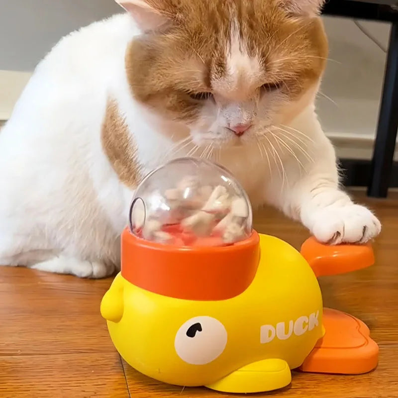 Little Yellow Duck Pet Treat Dispenser Interactive IQ Training Feeding Toy for Dogs & Cats