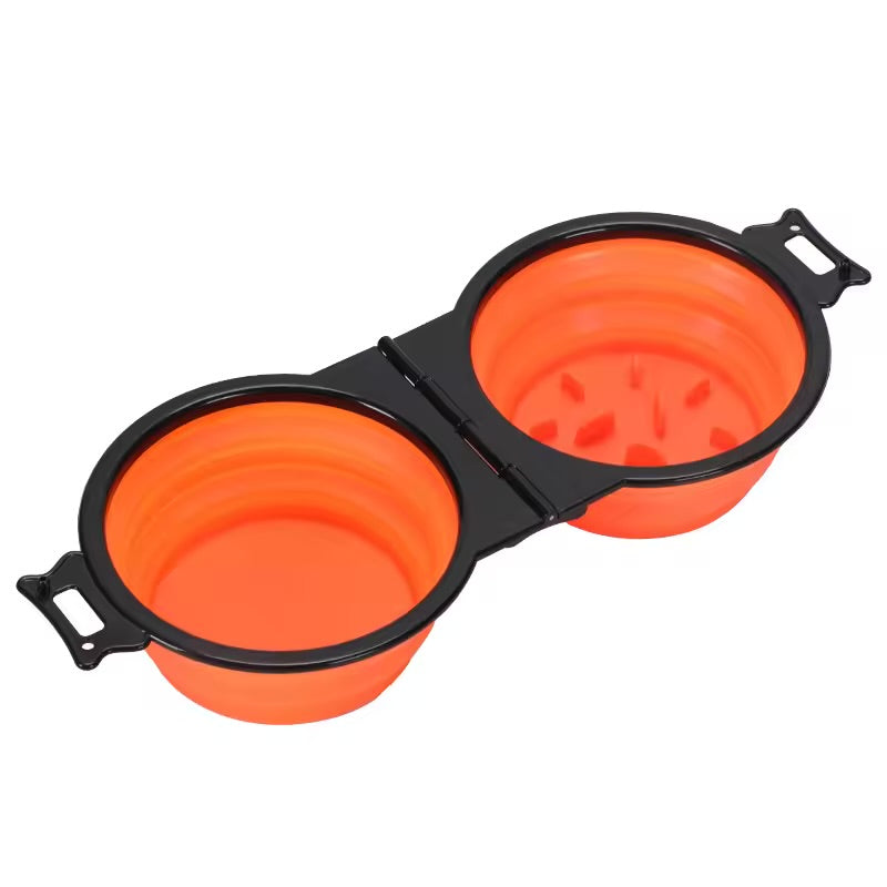 2-in-1 Foldable Pet Travel Bowl Portable Dual Food & Water Bowl for Dogs & Cats