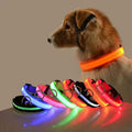 LED Glow In The Dark Dog Leash & Collar Nylon Night Safety Flashing Lead