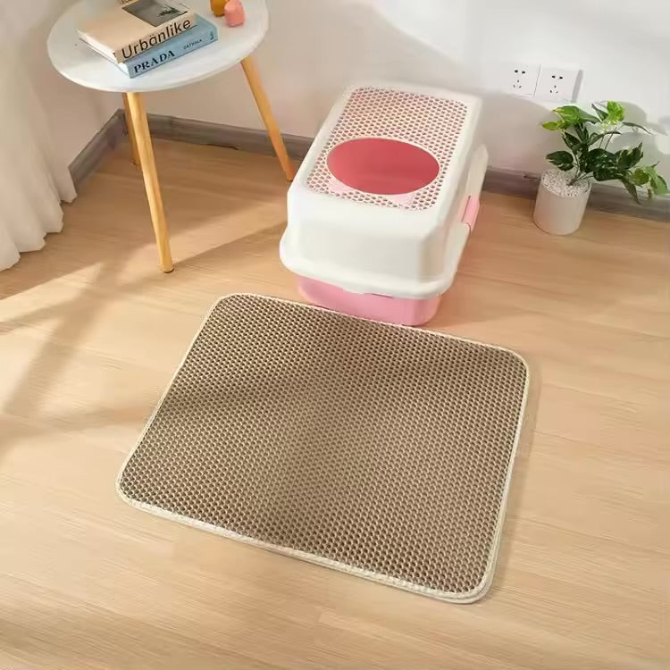 Double Layer Cat Litter Mat Waterproof Non-Slip Trapping Mat for Litter Box
