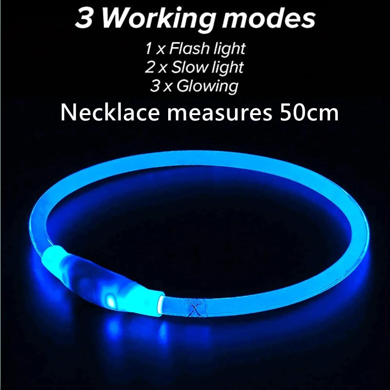 USB Rechargeable LED Dog Collar Night Safety Flashing Glow Collar for Dogs