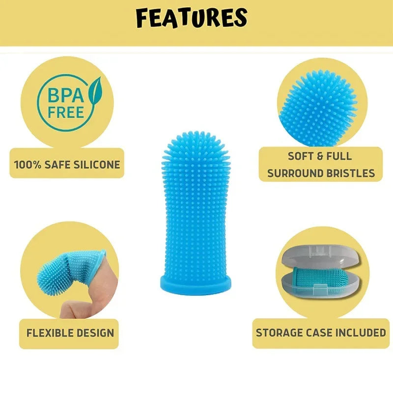 Pet Finger Toothbrush Set Silicone Teeth Cleaning Brush for Dogs & Cats