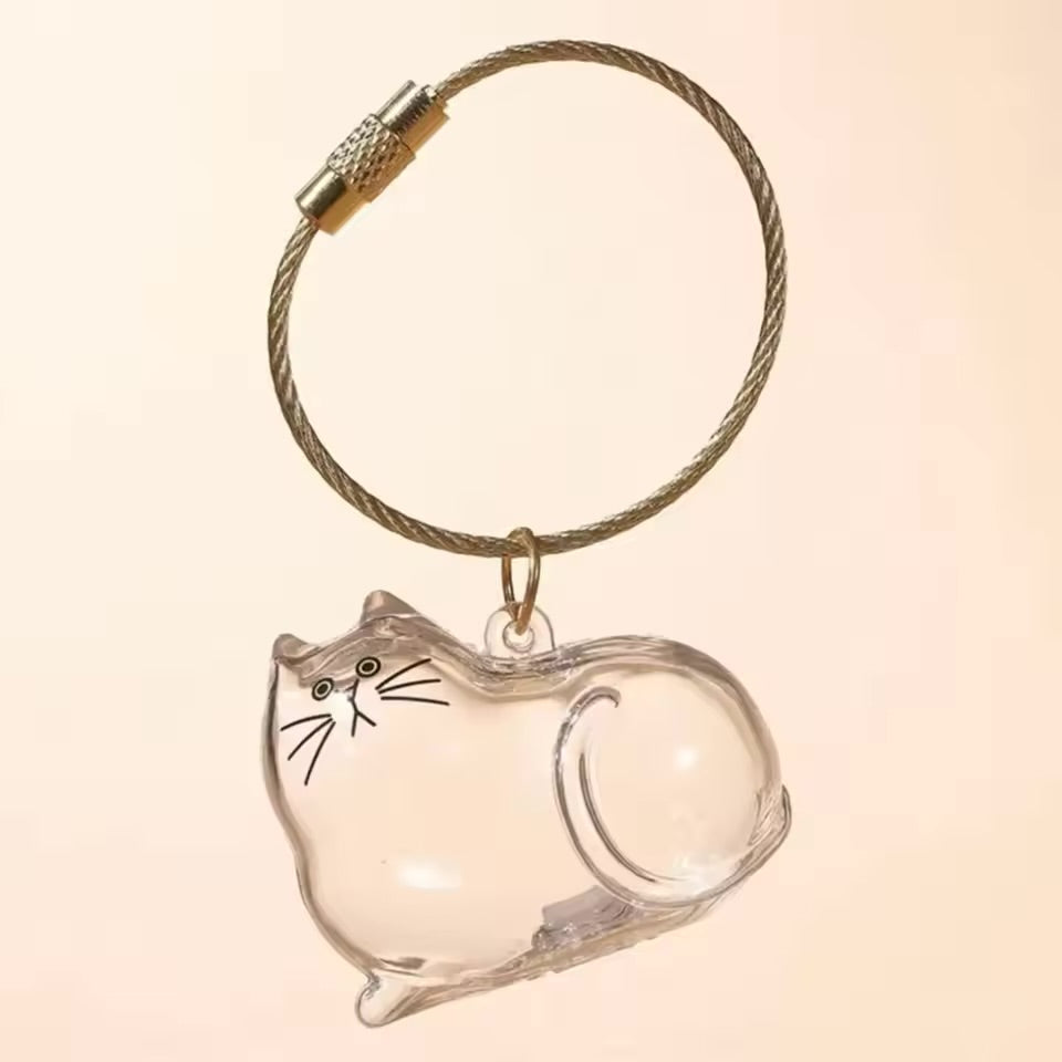 Pet Hair Memorial Keychain Cute Cat & Dog Shape Keepsake Bottle for Pet Lovers