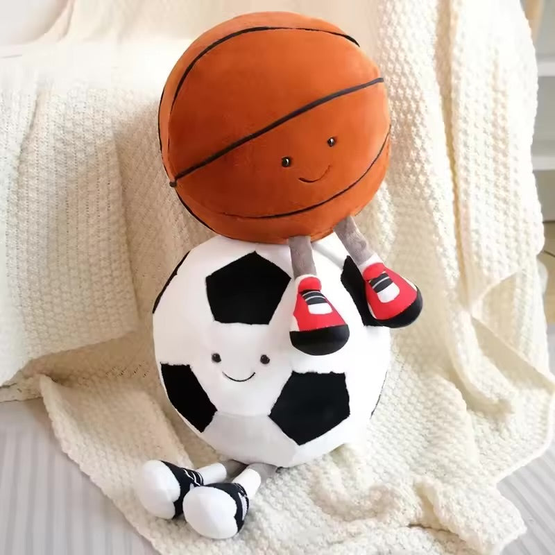 Sports Ball Plush Pet Toy Football & Basketball Interactive Toy for Dogs & Cats