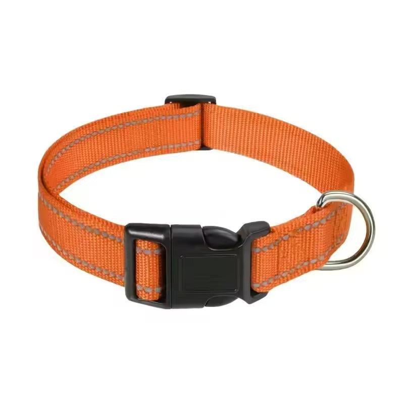 Reflective Dog Collar Adjustable Safety Nylon Collar & Leash for Small & Medium Dogs