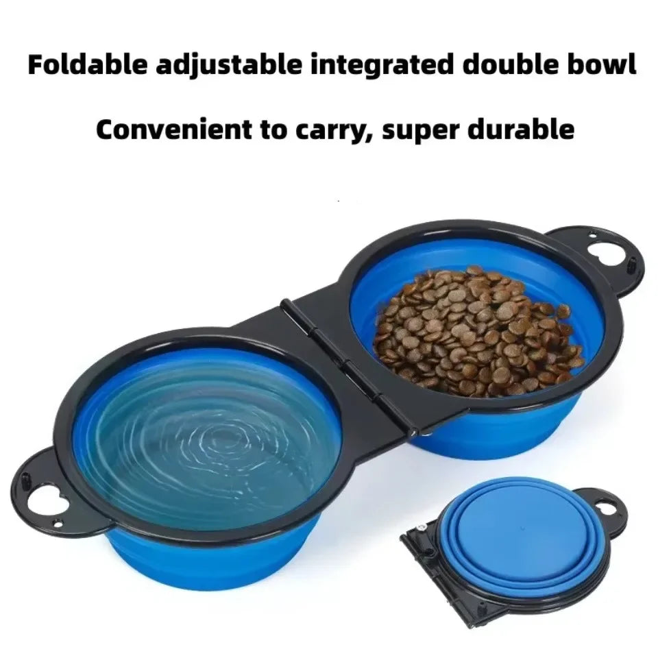 2-in-1 Foldable Pet Travel Bowl Portable Dual Food & Water Bowl for Dogs & Cats