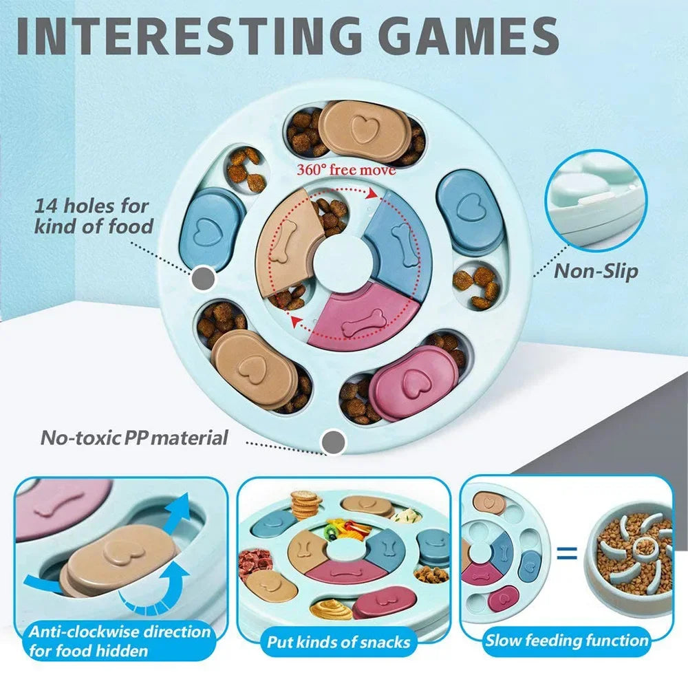 Dog Puzzle Feeder Toy Interactive Slow Feed IQ Bowl for Cats & Dogs