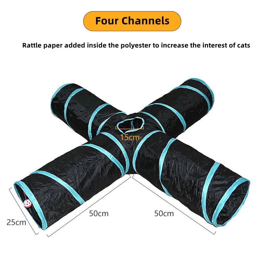Foldable Cat Tunnel Toy Breathable Collapsible Play Tube for Indoor Cats