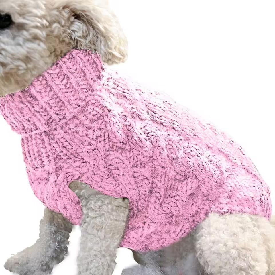 Knitted Pet Sweater Cozy Twist Pattern Warm Winter Clothing for Small Dogs & Cats