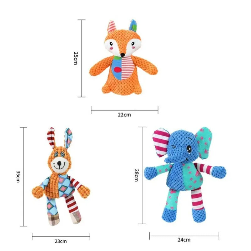 Cute Animal Squeaky Dog Chew Toy Bite Resistant Interactive Plush Toy for Puppies