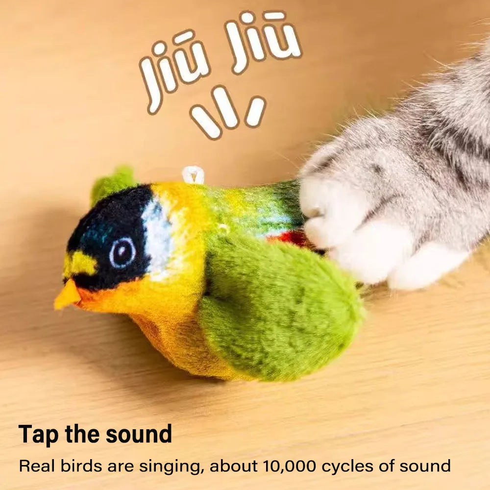 Realistic Bird Sound Cat Toy Interactive Catnip Plush Bird Toy for Cats & Kittens
