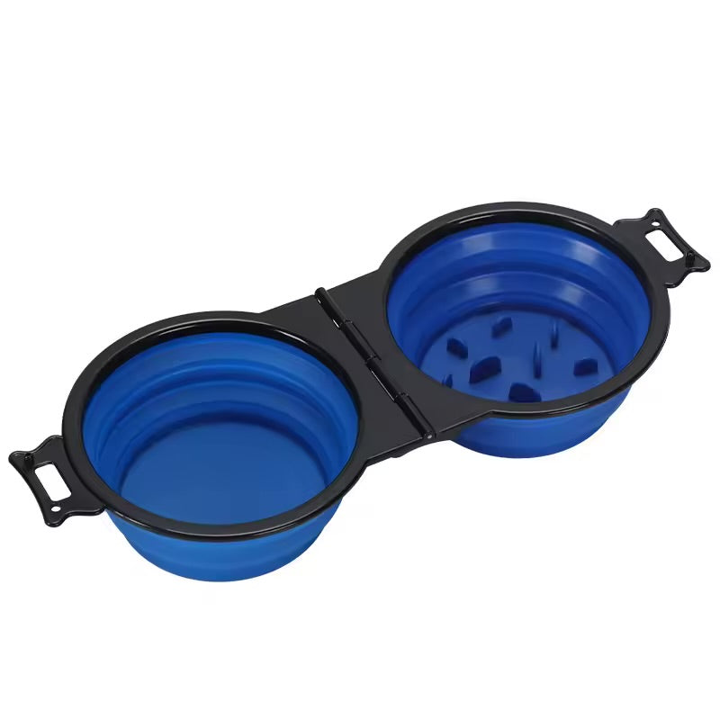 2-in-1 Foldable Pet Travel Bowl Portable Dual Food & Water Bowl for Dogs & Cats