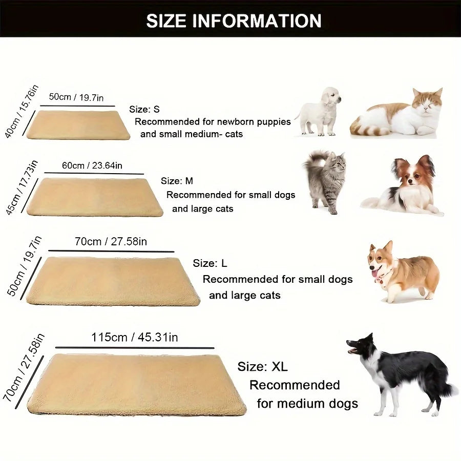 Electric-Free Thermal Pet Warming Pad Self Heating Anti-Slip Mat for Cats & Dogs