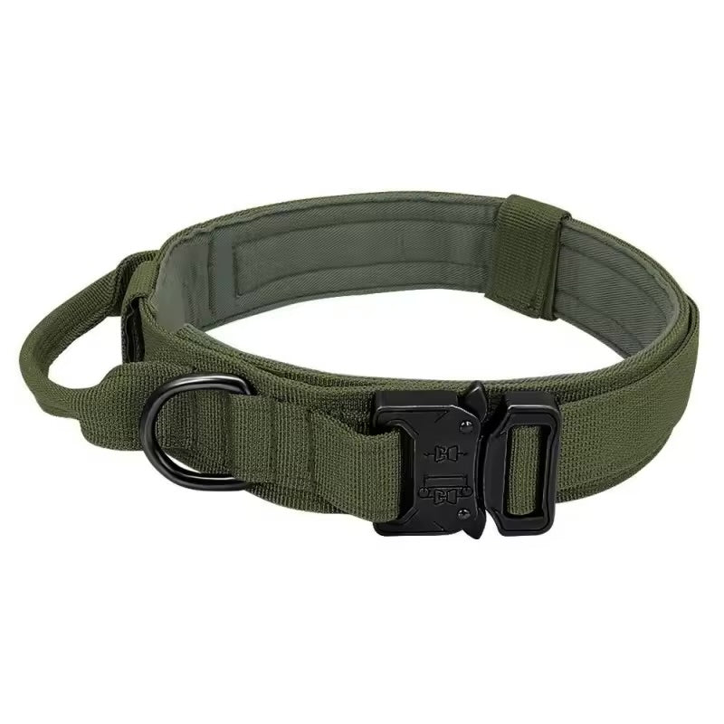 Tactical Military Dog Collar Adjustable Heavy Duty Nylon Collar with Control Handle for Medium & Large Dogs