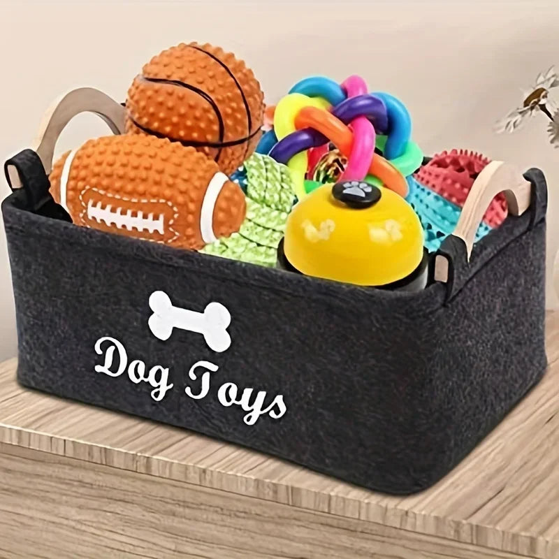 Felt Pet Toy Storage Box Organizer Basket for Dog & Cat Toys