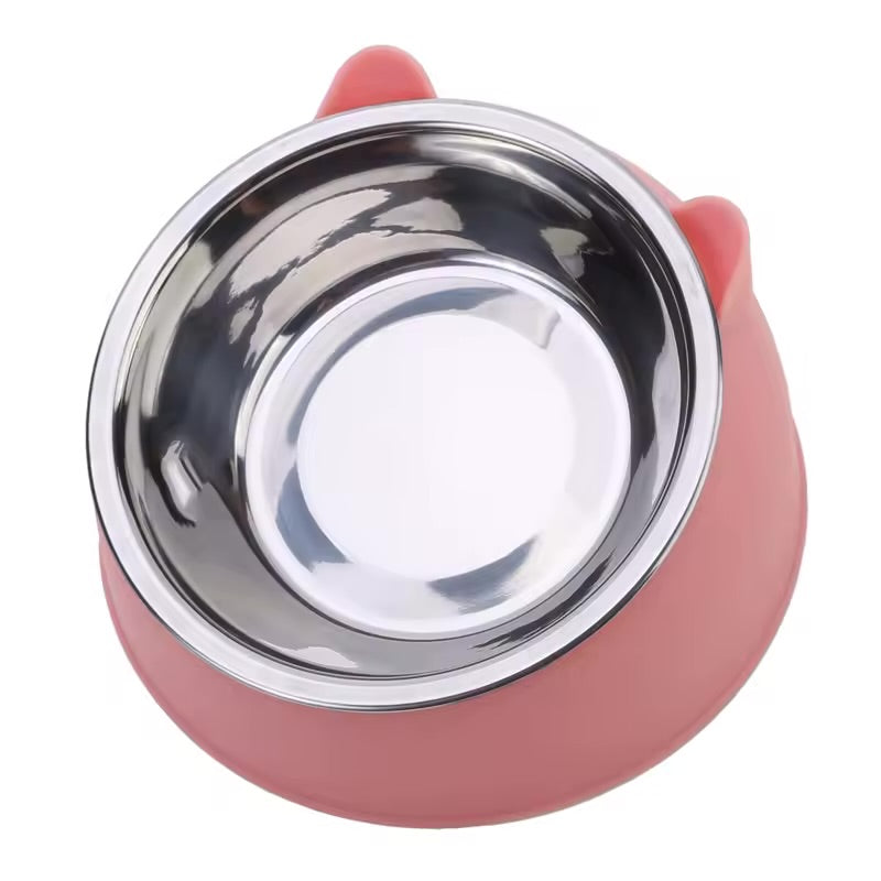 Stainless Steel Inclined Pet Bowl Tilted Feeding Bowl Set for Cats & Dogs