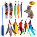 11pc Replacement Cat Feather Toy Set Retractable Cat Wand Replacement Heads