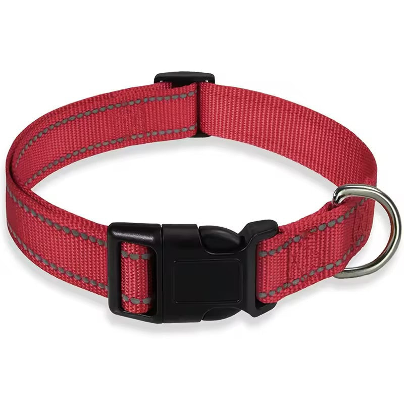 Reflective Dog Collar Adjustable Safety Nylon Collar & Leash for Small & Medium Dogs