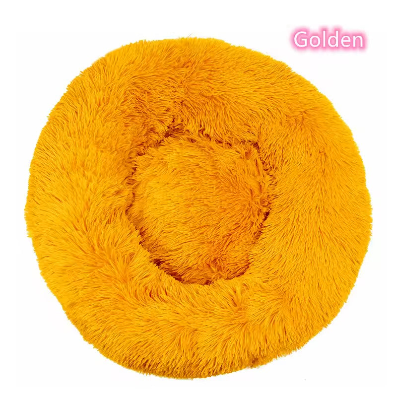 Calming Donut Pet Bed Ultra Soft Plush Washable Bed for Cats & Dogs