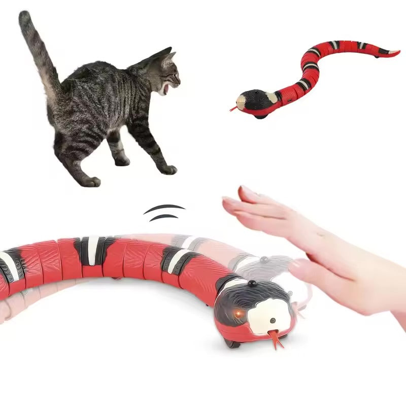 Smart Sensing Electronic Snake Cat Toy USB Rechargeable Automatic Interactive Teaser for Cats
