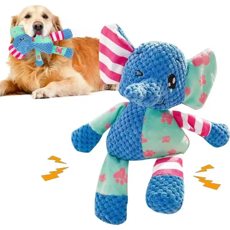 Cute Animal Squeaky Dog Chew Toy Bite Resistant Interactive Plush Toy for Puppies